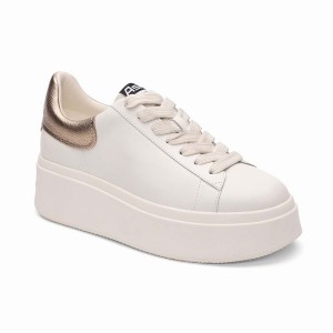 Ash Moby Brushed Metallic Platform Sneakers Damen Weiß | 404625-397