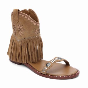 Ash Paquito Embellished Fringe Sandalen Damen Braun | 616361-875