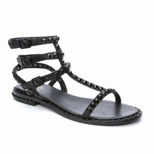 Ash Play Bis Tonal-Studded Flat Sandalen Damen Schwarz | 229757-763