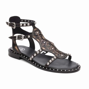 Ash Plaza Studded Flat Sandalen Damen Schwarz | 012936-131