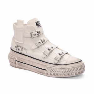 Ash Rainbow Leather Buckle Hightop Sneakers Damen Weiß | 705909-682